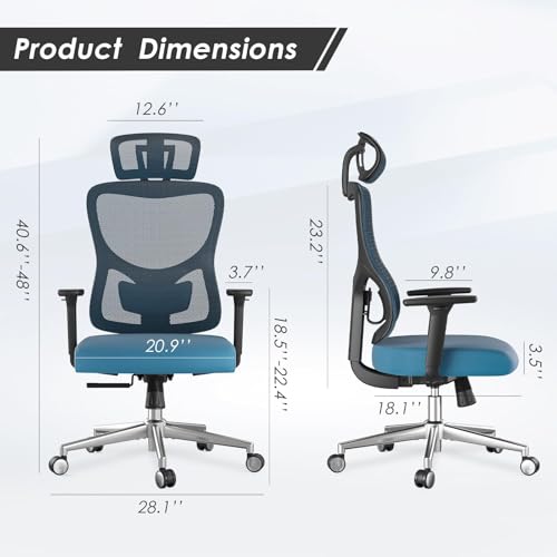 Soohow Ergonomic Office Chair, High Back with 3D Armrest, Black & Navy