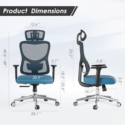Soohow Ergonomic Office Chair, High Back with 3D Armrest, Black & Navy