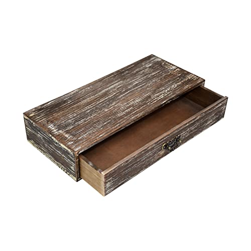 Wooden Drawers Organizer Box Solid Farmhouse Retro Desktop Storage Box - color: Retro
