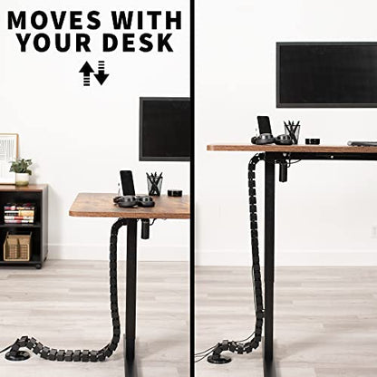 VIVO Standing Desk Vertebrae Magnetic Cable Management Kit, Adjustable Quad Entry Flexible Spine Wire Organizer Cord Snake for Home Office, Black, DESK-AC01M