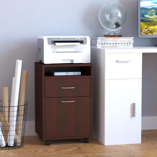 Storage Cabinet with 2 Drawers, 1 Shelf, 23.6" H, Brown