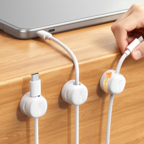 Lamicall 6 Pack Rotating Magnetic Cable Clips, Cord Organizer Holder - color: Snow White - Rotatable