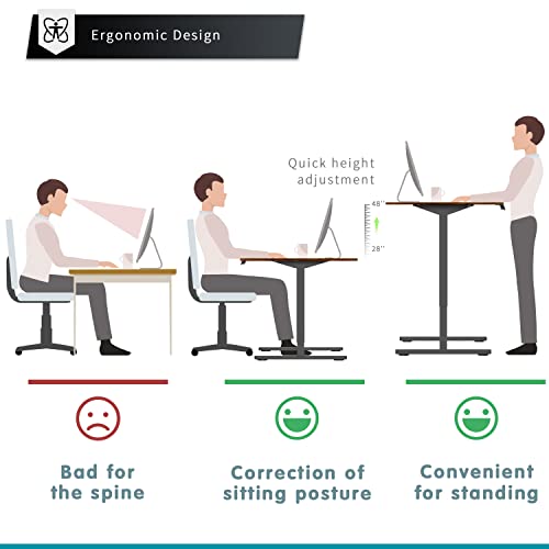 YESHOMY Height Adjustable Electric Standing Desk, 55 inch Computer Table, Home Office Workstation, Black Leg/Rustic Brown Top - color: Black Leg/Rustic Brown Top, size: 55in