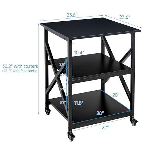 Fannova 23.6"x23.6"x30.1" Large Printer Stand with Adjustable Storage Shelf - color: Black