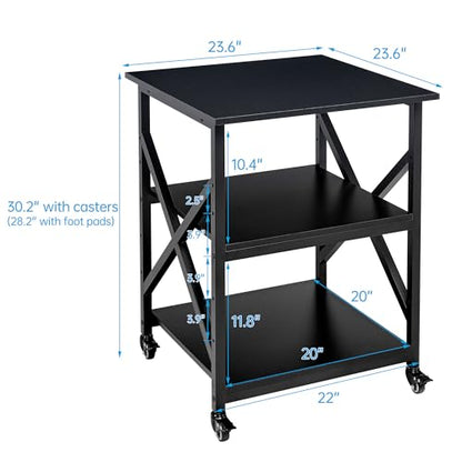 Fannova 23.6"x23.6"x30.1" Large Printer Stand with Adjustable Storage Shelf - color: Black