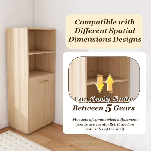 Light Wood Small Folding Desk with Storage Shelves & Bookcase(Natural.) | Expandable Hidden Computer Desk, Space-Saving Pull Out Murphy Table, Writing Table with Wheels for Home Office Bedroom - color: Natural Wood.