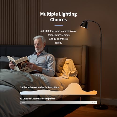 AXX Reading Floor Lamp with Remote for Task, Craft, Architect - color: Black