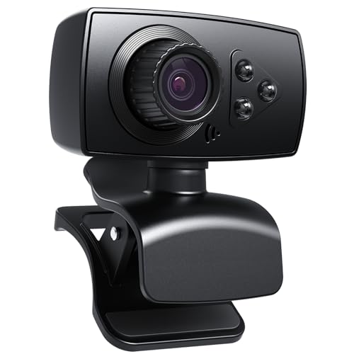 1080P Full HD Webcam with Noise-Canceling Microphone & Auto Light Correction, 110 Wide Angle, Plug & Play USB Camera for Laptop/Desktop/Mac/Zoom/Skype/Teams