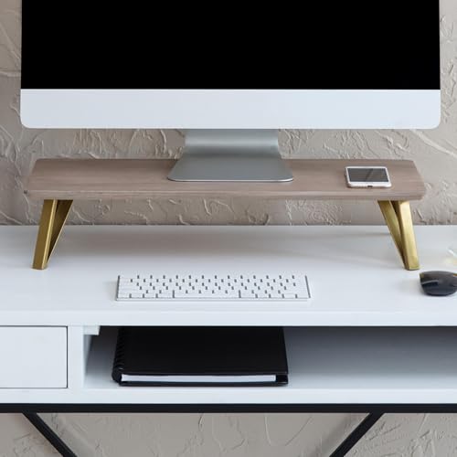 Anji Mountain Monitor Stand for Desk - Desktop Organizer & Laptop Riser, Ergonomic Monitor Riser, Space-Saving, Durable, Easy Assembly & Ideal for Home & Office,Biscotti, 24-Inch, Classic - color: Biscotti