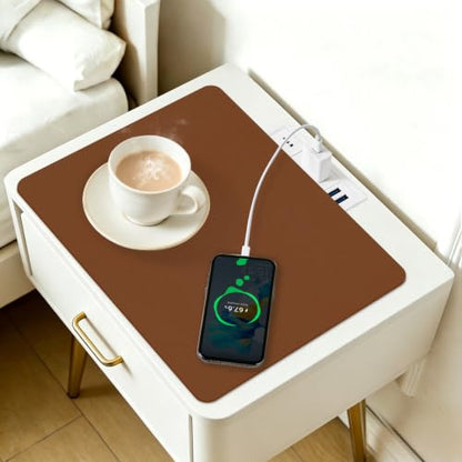 PU Leather Desk Protector/Nightstand Mat, 13.8X10.8 in Brown - color: Brown, size: 13.8" x 10.8"