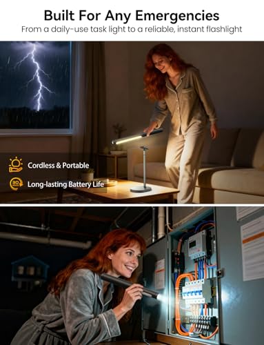 Rechargeable Desk Lamp, Adjustable Magnetic Table Lamp with Removable Cylindrical Light Tube for Study & Bedroom, Dimmable Touch Control & Space-Saving.