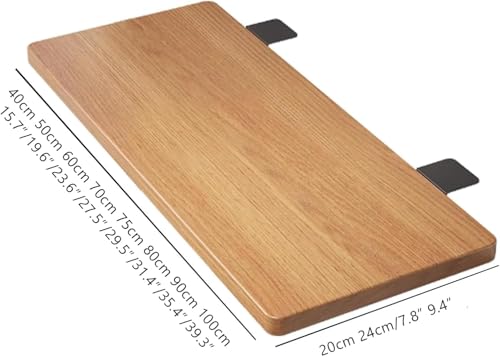 Large Wood Foldable Desk Extender Tray, Clamp-on Keyboard Shelf for Home Office & Dorm, Space-Saving Armrest Support (60x20cm, 24x8inch) Wood B 100x24cm(39x9inch)