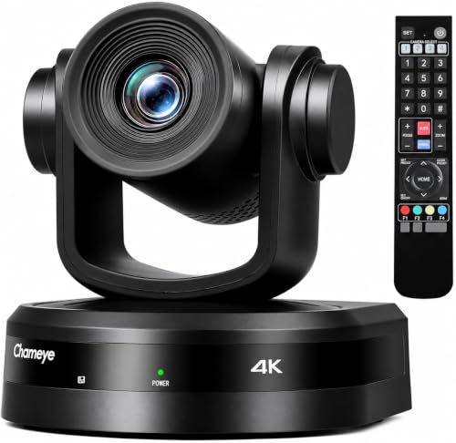 Chameye 4K PTZ Conference Camera 10x Optical Zoom AI Auto-Tracking, 4K HDMI PTZ Camera USB3.0 LAN PoE, TF Card Recording, NDI upgradable, for Small Church Live Streaming, Hybrid Meeting, Events, C410 - color: 4K 10x AI Conference Camera C410