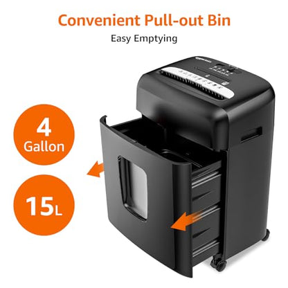 Amazon Basics High Security Micro Cut Paper Shredder, 8 Sheet Capacity, CD and Credit Card Shredder with Pull Out Bin, Black - size: 8 Sheet