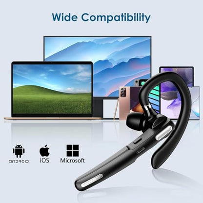 Bluetooth Headset, Wireless Headset with Mic, Bluetooth Headsets with Noise Cancelling Microphone & Mute Button for Computer Desk Cell Phones Trucker Home Office Work