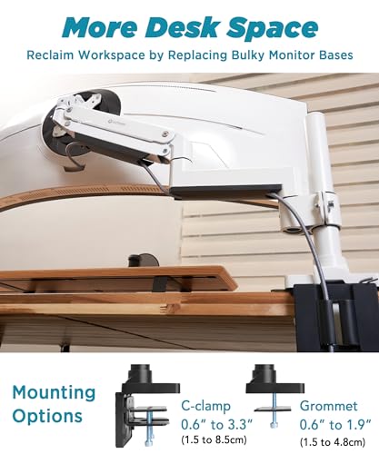 ULTRARM Heavy Duty Dual Monitor Arm with Reinforcement Plate for Ultrawide Monitors up to 57" and 44 lbs, Dual Monitor Stand for Dual 49" Vertical Stacked Monitor Mount