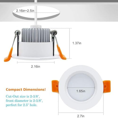 2 Inch LED Downlight, Recessed Lighting Dimmable Ceiling Light, 3W, 3000K Warm White, CRI80 with LED Driver(35W Halogen Equivalent), 12 Pack - color: Warm White, size: White/12 Pack