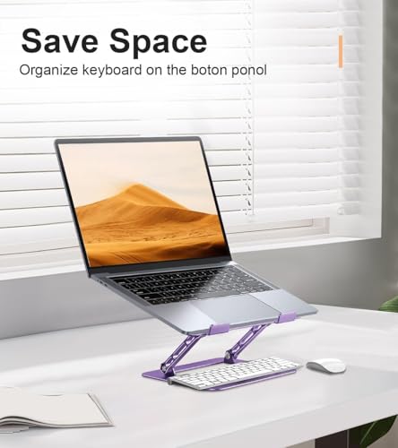 Aoviho Adjustable Laptop Stand for Desk,Portable Laptop Stand Holder and Riser,Foldable Aluminum Notebook Computer Stands for MacBook Air Pro HP Lenovo Dell Samsung Chromebook, 10-15.6 inch, Purple - color: Purple