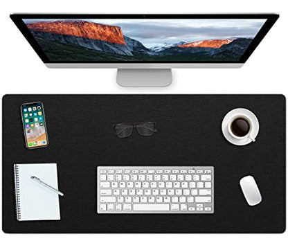 Extra Large Leather Desk Pad with Suede Base Office Mat for Home - Waterproof, Non-Slip, PVC - Black, 24" x 36" - color: Black, size: 24x36 inch