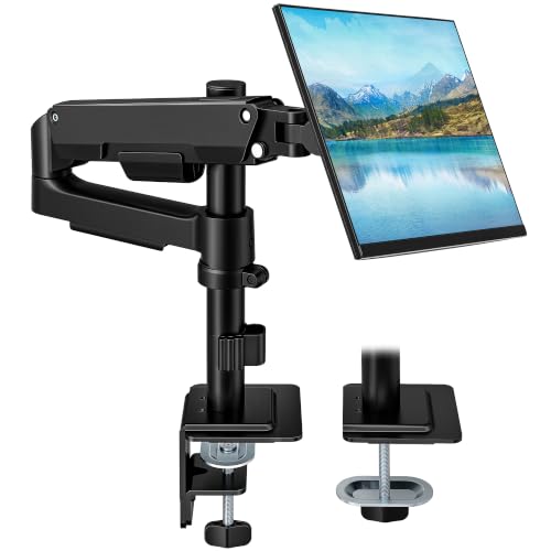Single Monitor Arm for 17-32 Inch Screens, Holds up to19.8 lbs | Desk Monitor Mount with Clamp and Grommet Base,Gas Spring Monitor Stand,Full Motion Monitor Arms for Home Office - style: Single Monitor Arm