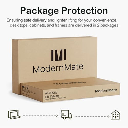 ModernMate 63" Lateral File Cabinet with Lock, 2-Drawer Home Office Storage - color: Light Walnut