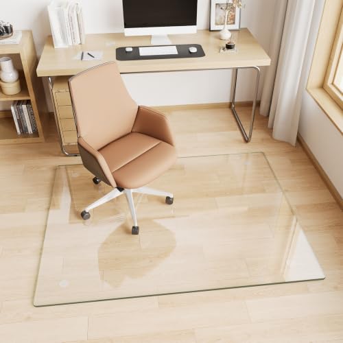 Glass Chair Mat 36" x 46" Tempered Glass Office Chair Mat - color: Transparent, size: 46" x 36"