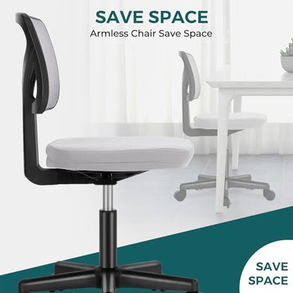 DUMOS Armless Desk Chairs, Small Home Office Mesh Chairs | Ergonomic Adjustable Mid Back, Swivel Rolling Task, Computer Work Vanity Small Spaces, New Grey - color: New Grey, size: 1pc