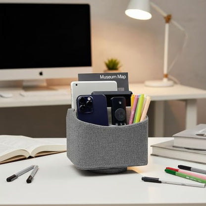 UnionBasic Rotating Desk Organizer, 360 Desk Spinning Caddy, Desktop TV Guide/Mail/Media/Remote Controller Holder Organizer, Barry Grey - color: Barry Grey