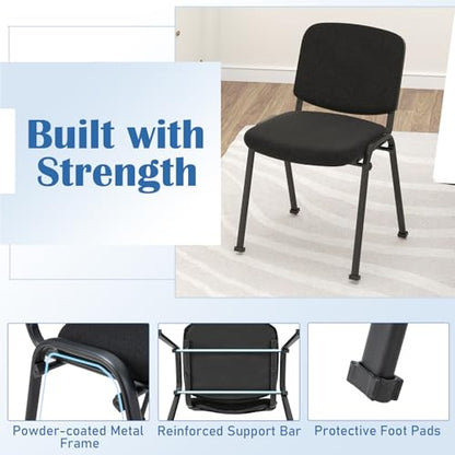 RELAX4LIFE Reception Waiting Room Chairs - Office Guest Chairs Set of 2 w/Ergonomic Backrest & Padded Seat, Armless Lobby Chair for Home Church Conference Meeting, Stackable Reception Chairs (2)