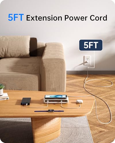 135W USB C Charging Station, 7-in-1 Magnetic Wireless USB Charger Station with PD 45 Fast Charging & 10W Wireless Charger for Phone 13 12 iPad Samsung Laptop and More