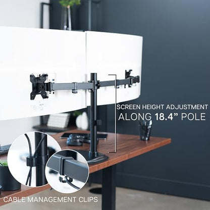 VIVO Dual LED LCD Monitor Free-Standing Desk Stand - color: Black, size: 13" - 38" screens