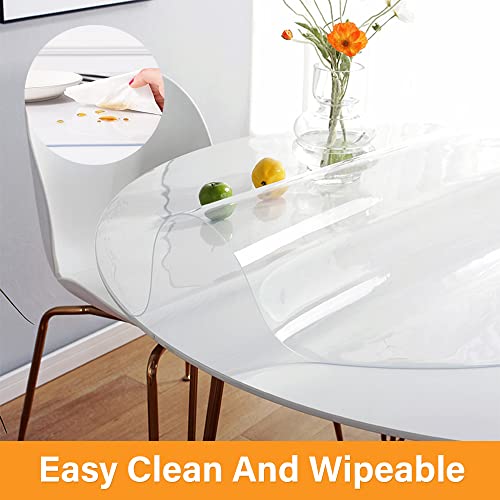 30 Inch Round Clear Plastic Table Protector 1.5mm Thick Clear Plastic Tablecloth Wipeable Water Resistant Tabletop Cover PVC Vinyl Circle Furniture Cover Coffee Dining Tabletop Protective Pad - color: Round New Clear 1.5mm, size: 30" x 30"