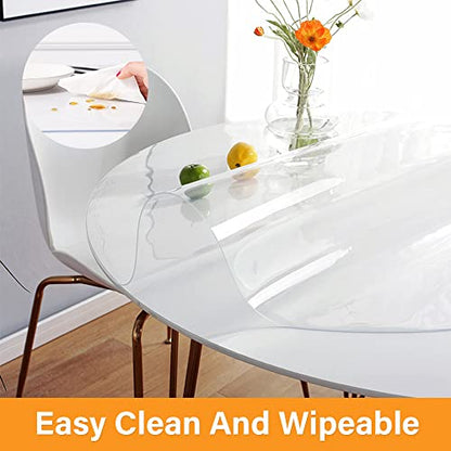 30 Inch Round Clear Plastic Table Protector 1.5mm Thick Clear Plastic Tablecloth Wipeable Water Resistant Tabletop Cover PVC Vinyl Circle Furniture Cover Coffee Dining Tabletop Protective Pad - color: Round New Clear 1.5mm, size: 30" x 30"