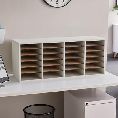 Safco Literature Organizer, 24 Compartments, Office and Classroom Mailbox with Adjustable Shelves, Wood Paper and Mail Sorter, White