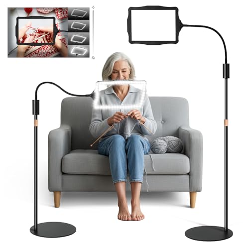 Hands-Free Floor Magnifying Glass with Light and Stand 48-LEDs Lighted Magnifying Lamp with 360° Flexible Gooseneck for Reading Close Work Repair Crafts | Lighted Magnifying Lamp with 360° Flexible Gooseneck for Reading Close Work Repair Crafts