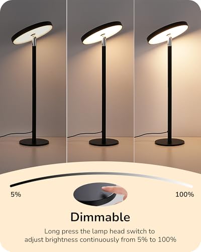 EDISHINE LED Table Lamp, Desk Lamp with 2 Adjustable Height, High CRI 90+ - color: Black