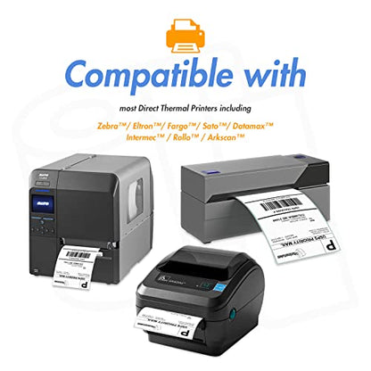 OfficeSmartLabels 2" x 1" Removable Direct Thermal Labels | Compatible with Rollo & Zebra Desktop Printers, 1" Core, Perforated, Water & Oil Resistant, 4 Rolls, 5200 Labels