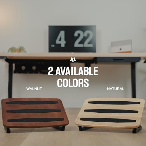 Adjustable Under Desk Foot Stool - Ergonomic Foot Rest with 7 Angles - Walnut - color: Walnut