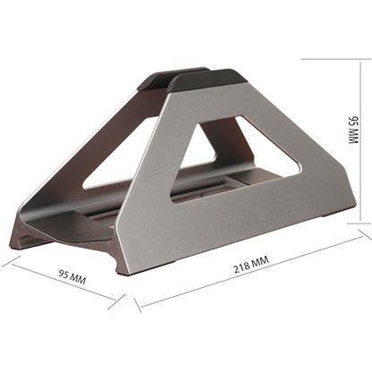 Vertical Laptop Stand, Space Saving Holder for MacBook with Tool-Free Width Adjustment, Pretty Anodized Aluminum for Desk, Universal Fit for 10-17" Laptop - color: Space Gray