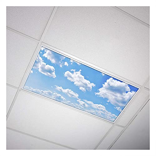 Octo Lights Cloud Fluorescent Light Covers 2x4 Backlit Film Insert - 1 Pack | ASTM E84 & UL723 Fire Safety Certified | Reduces Glare & Eye Strain | Easy Drop-In Install | Classroom Decor | Sky Panel - color: Cumulus Mediocris, size: 1pk