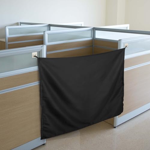 Pinkunn 40 x 48 Inch Office Cubicle Curtain with Stainless Steel Self Adhesive Hook Portable Privacy Door Partition Room Office Divider(Black) - color: Black