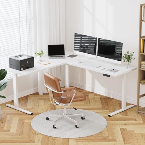 SANODESK 71x63 Reversible L-Shaped Electric Standing Corner Computer Desk