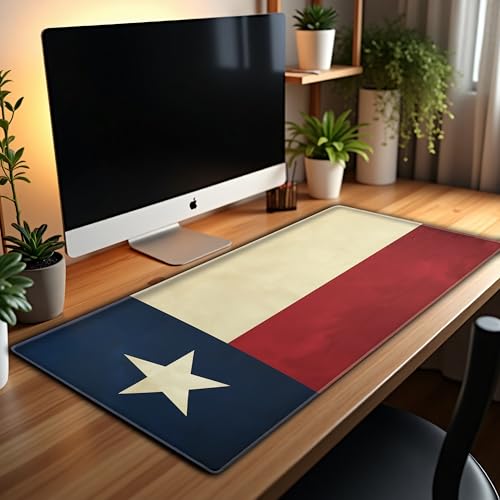 L&B Mercantile American Flag XXL Deskpad, Desk Mat for Computer Keyboard and Mouse – Patriotic USA Gaming Mousepad, Extra Long XL Mouse Pad for Laptop Office Desk. (Texas Flag) - color: Texas Flag