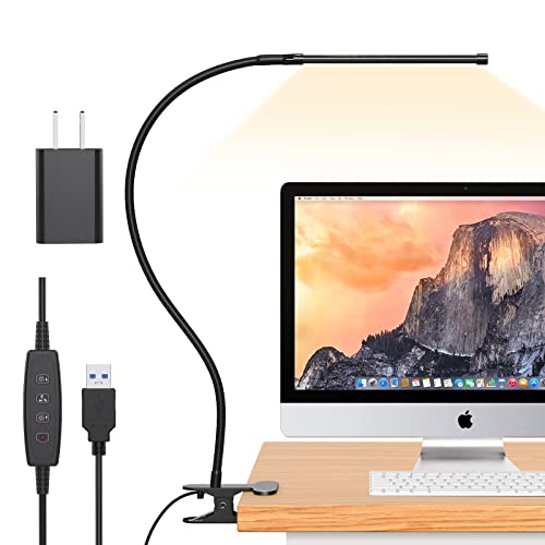 iZELL LED Desk Lamp for Home Office with Clamp [77 LEDs Light 3 Color Modes & 10 Brightness Levels] Flexible Gooseneck Book Lights, Easy Clip on Reading Headboard - style: 1 LED Lamp