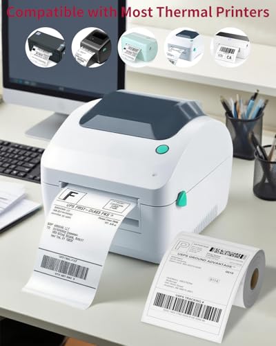 4x6 Thermal Labels Roll – 80 Rolls, 250 Labels/Roll – Perforated & Strong Adhesive Shipping Labels 4x6 – Commercial Grade Thermal Printer Labels for Shipping and Mailing - size: 4" x 6", style: 80 Rolls
