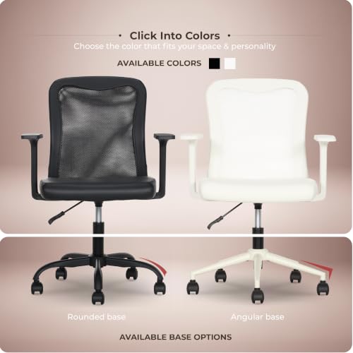 Click365 Ergonomic Office Chair Lumbar Support, Mid-Back Mesh Chair, 8 Pack - color: M110/White X 8