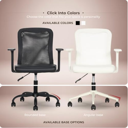 Click365 Ergonomic Office Chair Lumbar Support, Mid-Back Mesh Chair, 8 Pack - color: M110/White X 8