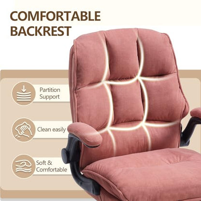 Comfy Office Chair Soft and Double Cushioned Ergonomic Computer Desk Chair | Suitable for Long Hours Executive Office Chair with Flip-up Armrests and Height Adjustment for Home Office pink - color: Pink