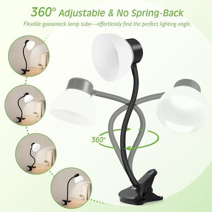Desk Lamps for Home Office,Small LED Reading Lamp,5000K Eye-Care Desk Light | Clip On Desks Lamps for College Dorm, Kids Desk, Bed Headboard, Flexible Gooseneck, Compact Small Table Lamp - color: Matte Black