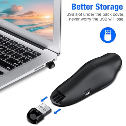 DinoFire Rechargeable Presentation Clicker, RF 2.4GZ USB Slide Remote Clicker for Powerpoint Presentation Presenter for Laptop/Computer/MAC - style: USB+Red